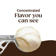 Close-up of Heilala vanilla seeds in paste, shows natural flecks and texture