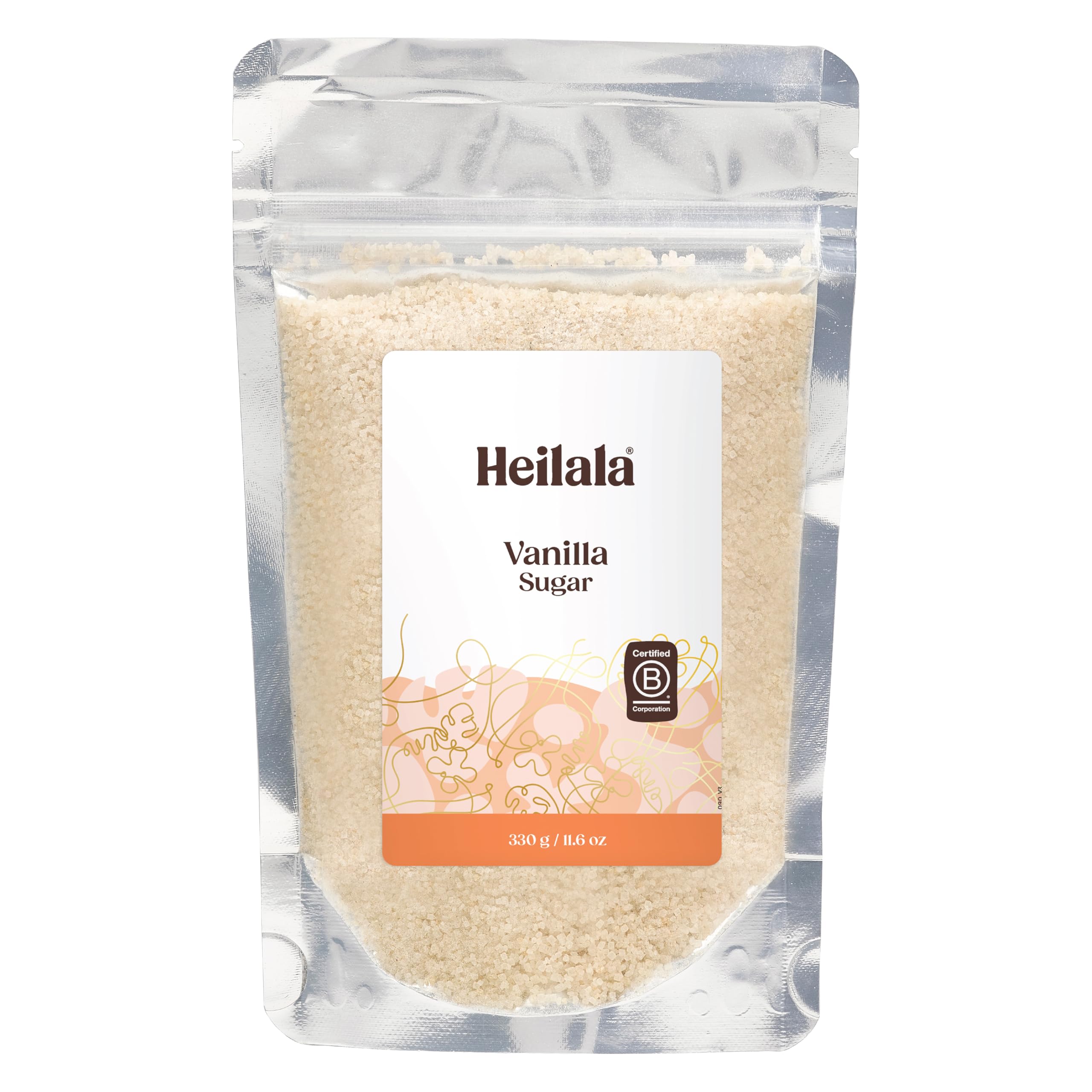 Heilala jar front view showing packaging and natural vanilla sugar benefit