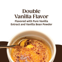 Spoonful of Heilala vanilla sugar over bowl showing texture and easy use