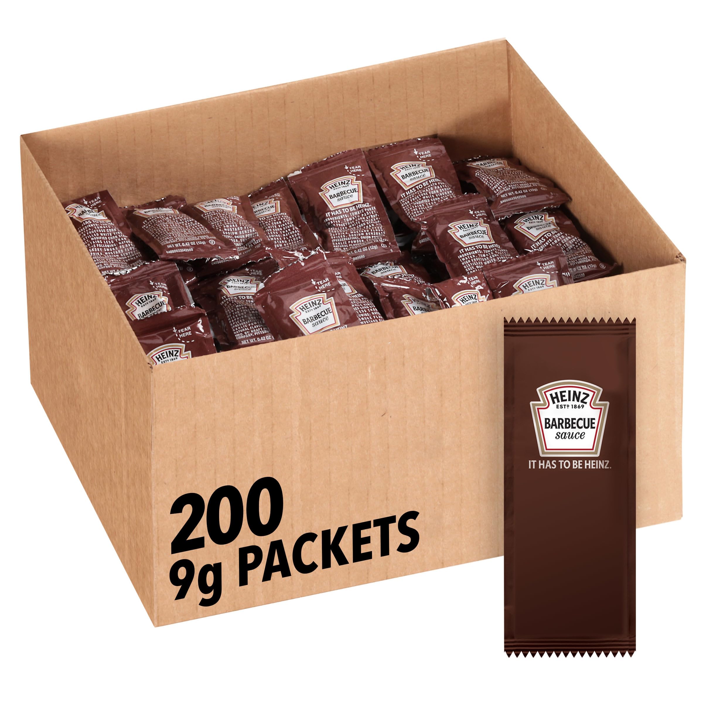HEINZ packet display showing front packaging and convenient grab-and-go use
