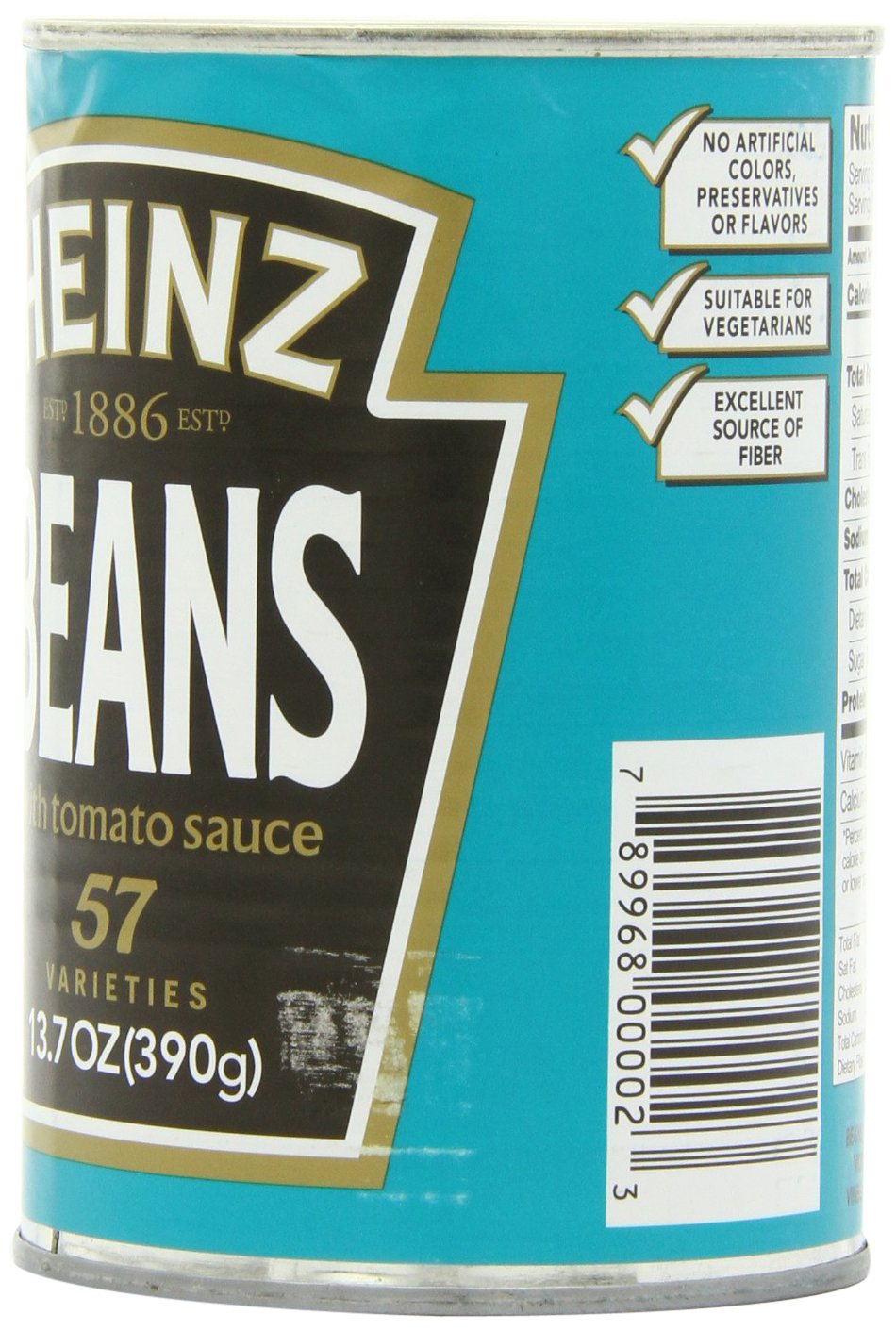 HEINZ top-down open can view showing beans in sauce for easy heating benefit
