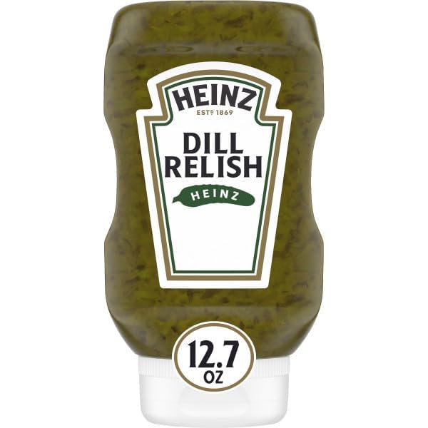 HEINZ close-up of relish chunks highlighting cucumber and red pepper texture