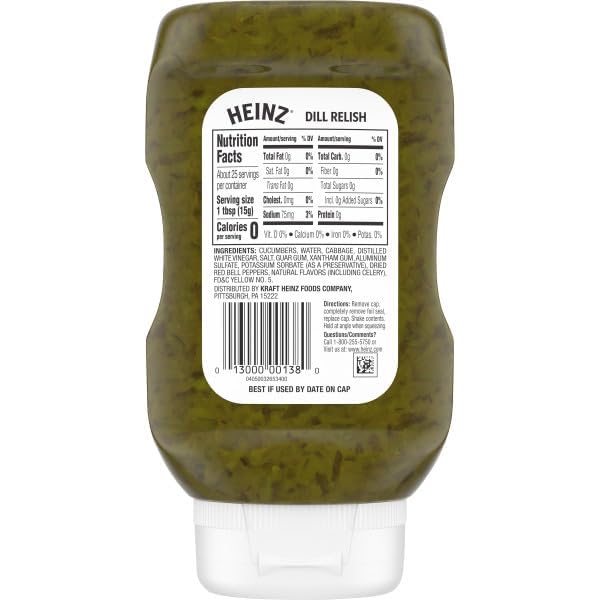 HEINZ relish scooped on a spoon showing chunky texture and vibrant color