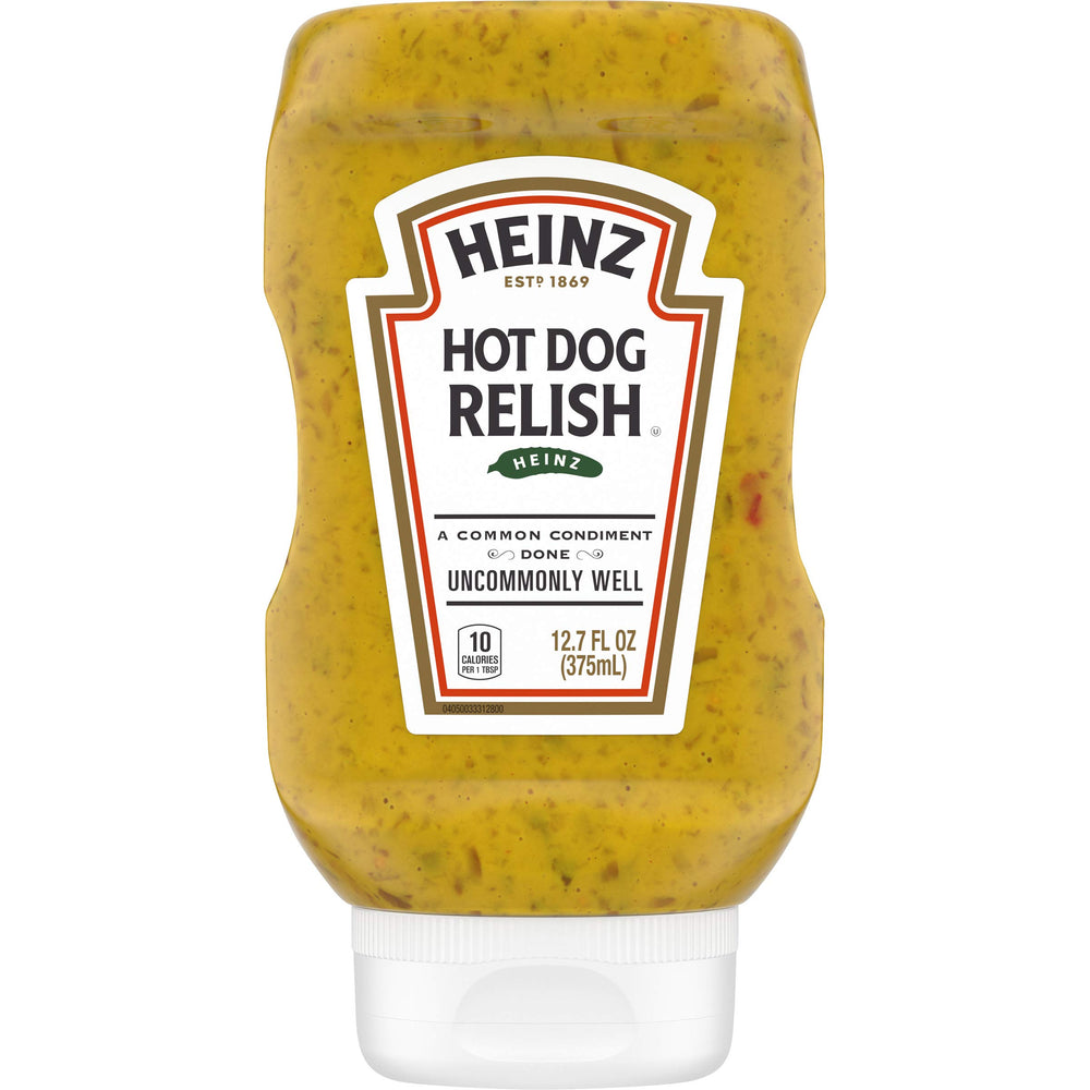 HEINZ front bottle view showing label and squeeze cap, easy topping