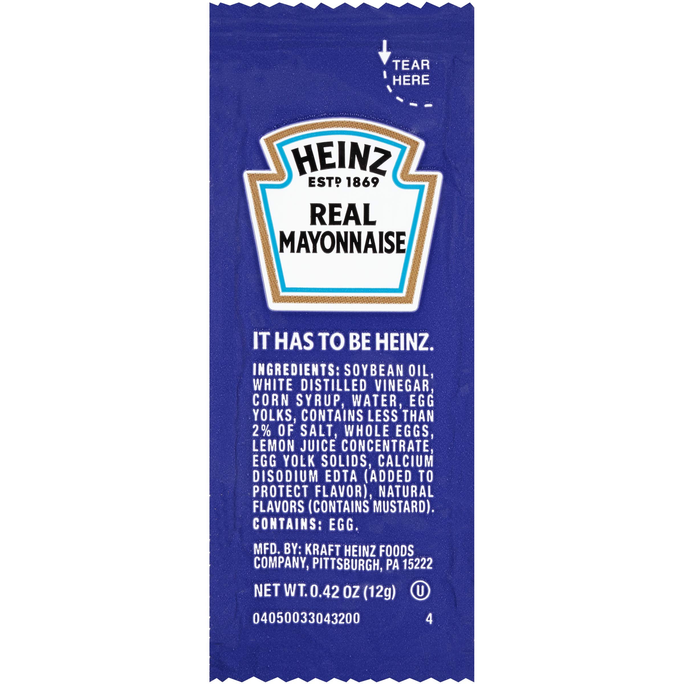 HEINZ single-serve mayonnaise cup front view showing sealed portion for hygienic serving