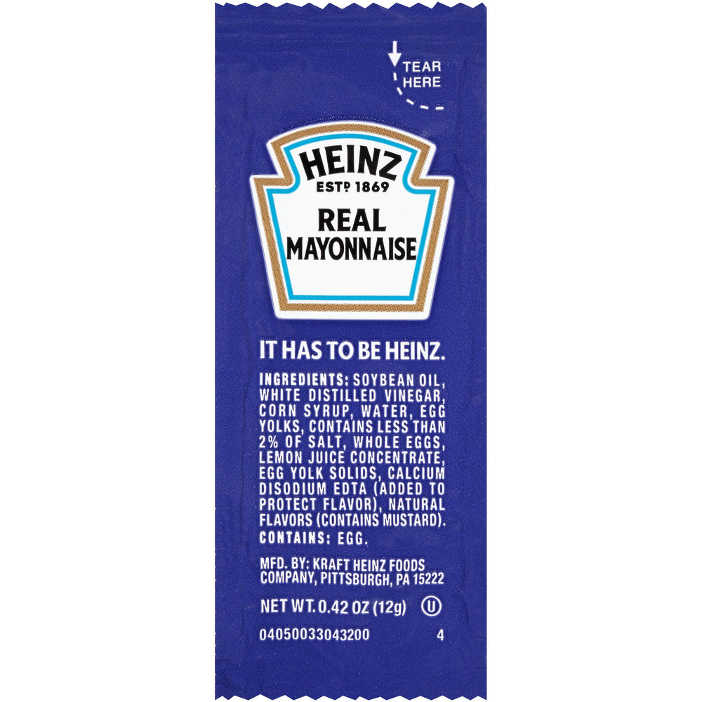HEINZ single-serve mayonnaise cup front view showing sealed portion for hygienic serving
