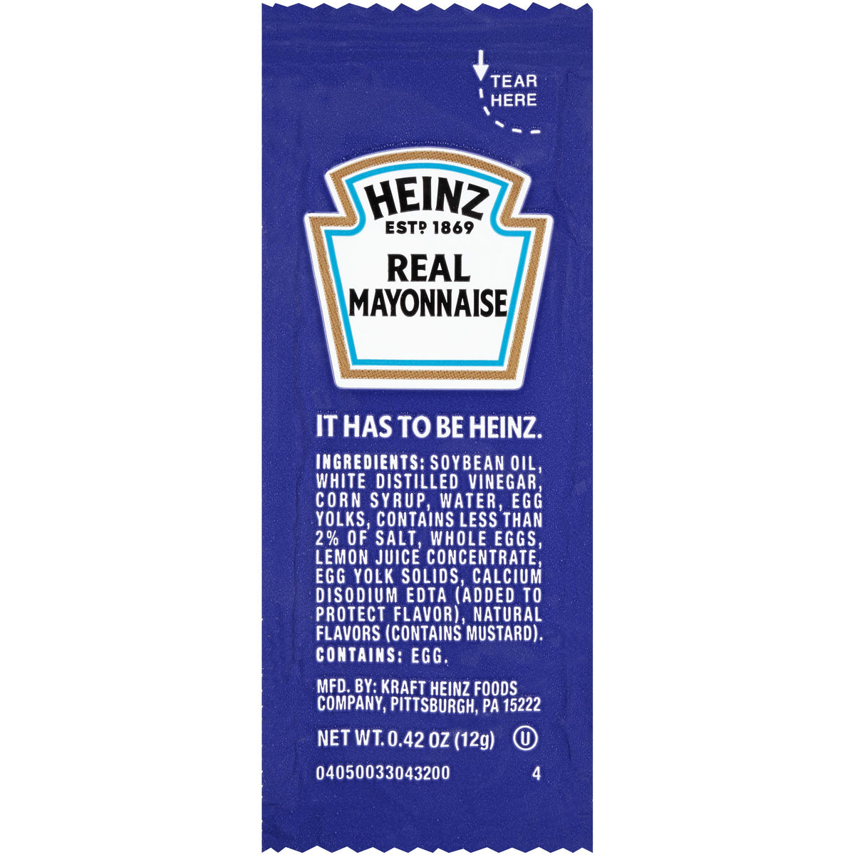 HEINZ single-serve mayonnaise cup front view showing sealed portion for hygienic serving