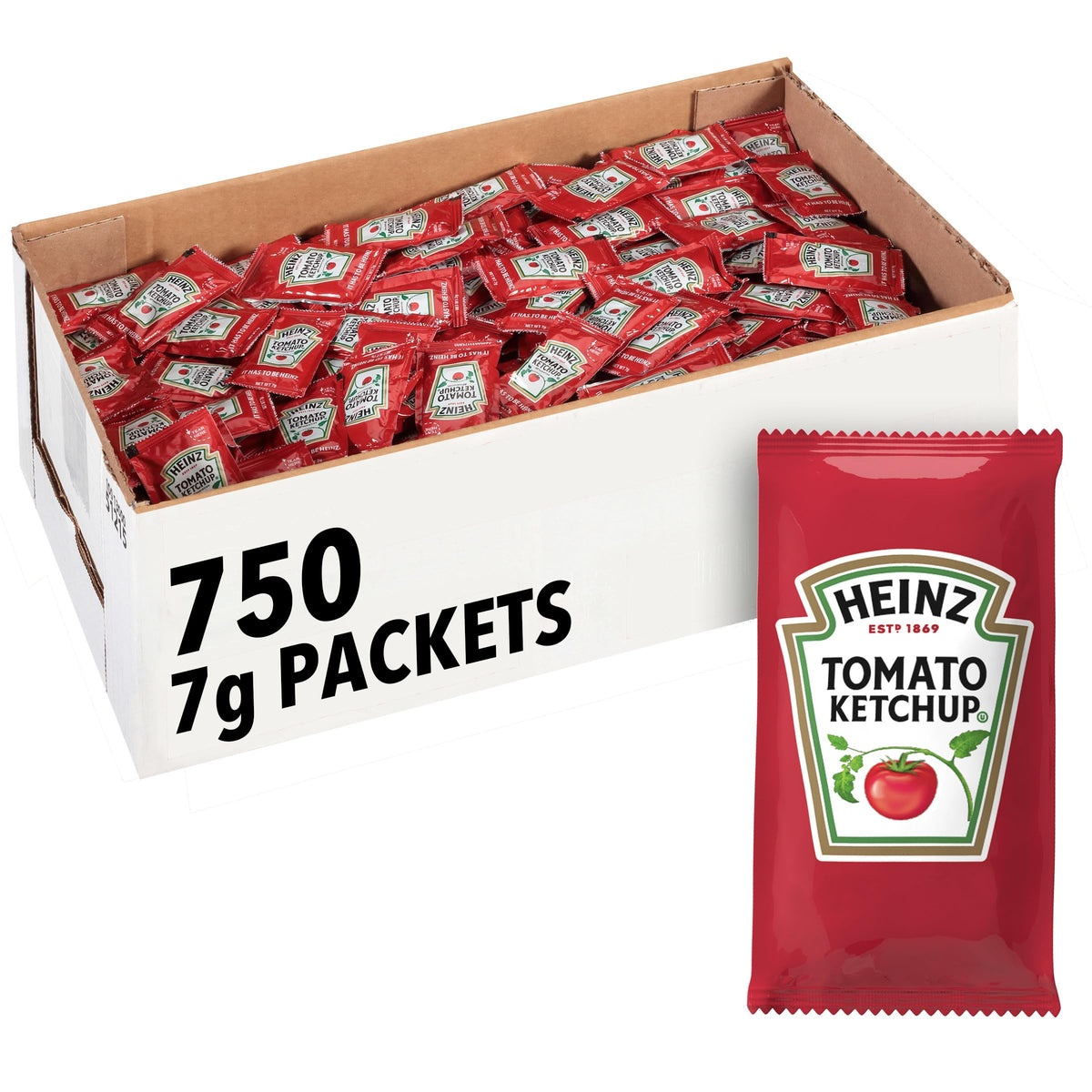 HEINZ front view packet showing brand and portion, assures familiar taste