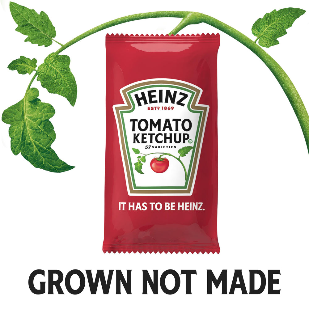 HEINZ packet next to coin for size comparison shows compact portioning