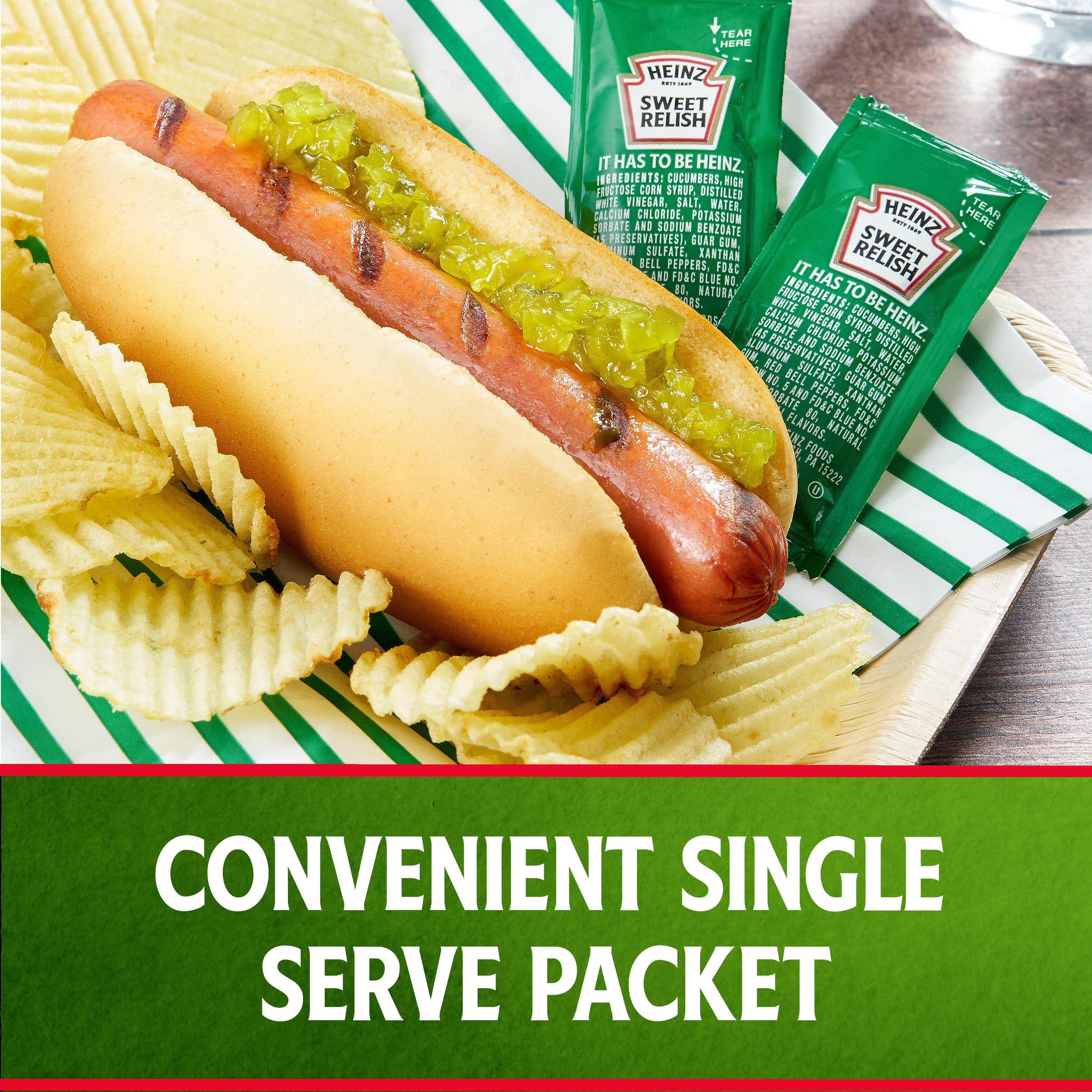 HEINZ packets held in hand illustrating easy portion control benefit