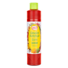 HELA 800 ml front bottle showing brand and mild curry ketchup benefit