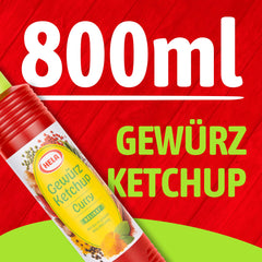 HELA ketchup pouring over fries adding mild curry flavor to snacks