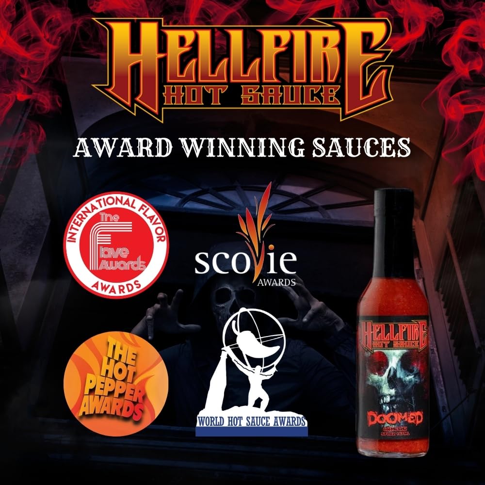 Hell Fire next to a soda can to show the 5 oz bottle size for easy portion and storage planning