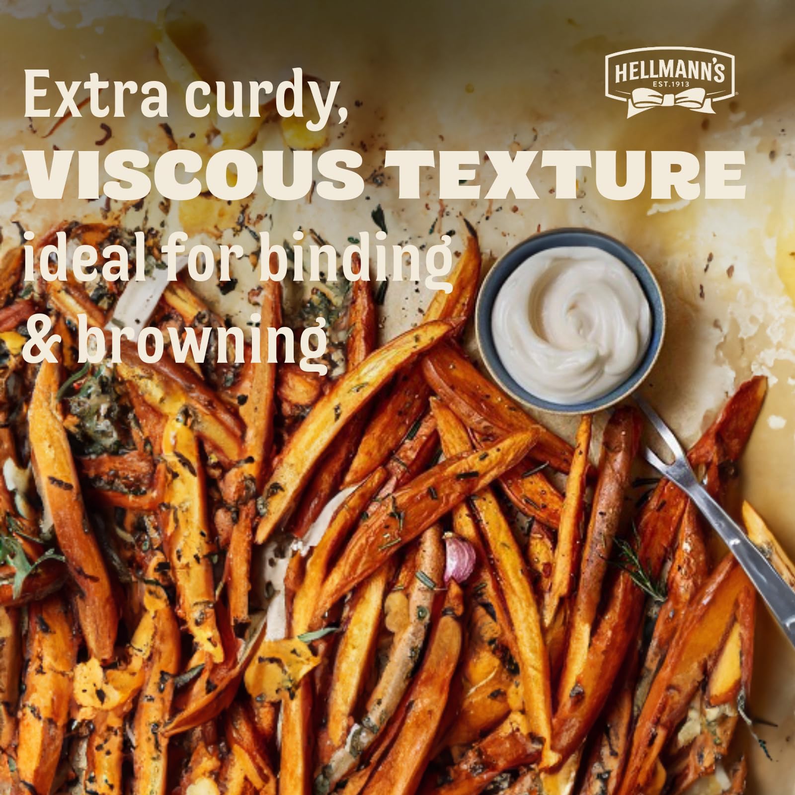 Hellmann's mayo close-up texture highlighting thick curdy consistency benefit
