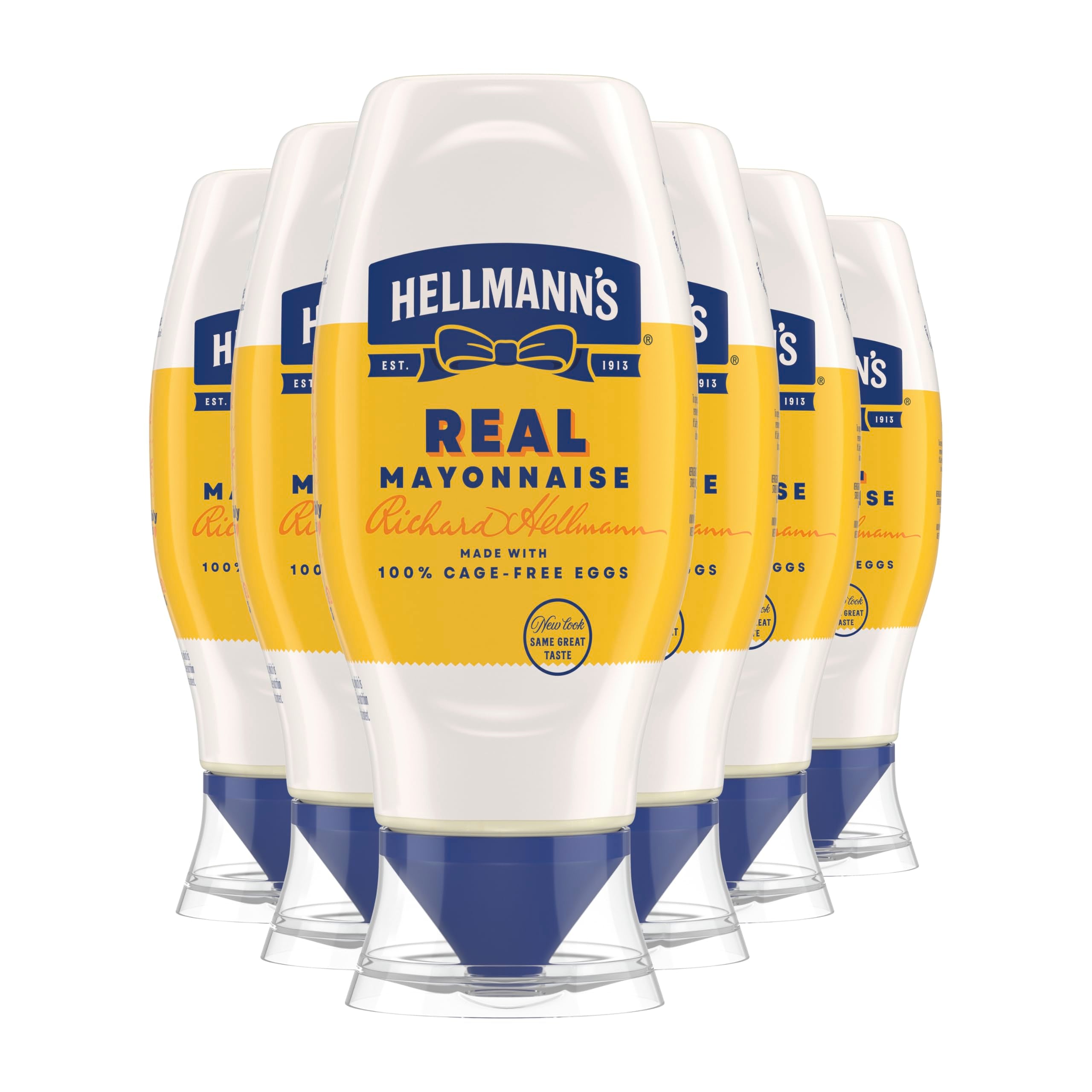 Hellmann's front packaging squeeze bottle showing label and convenience benefits