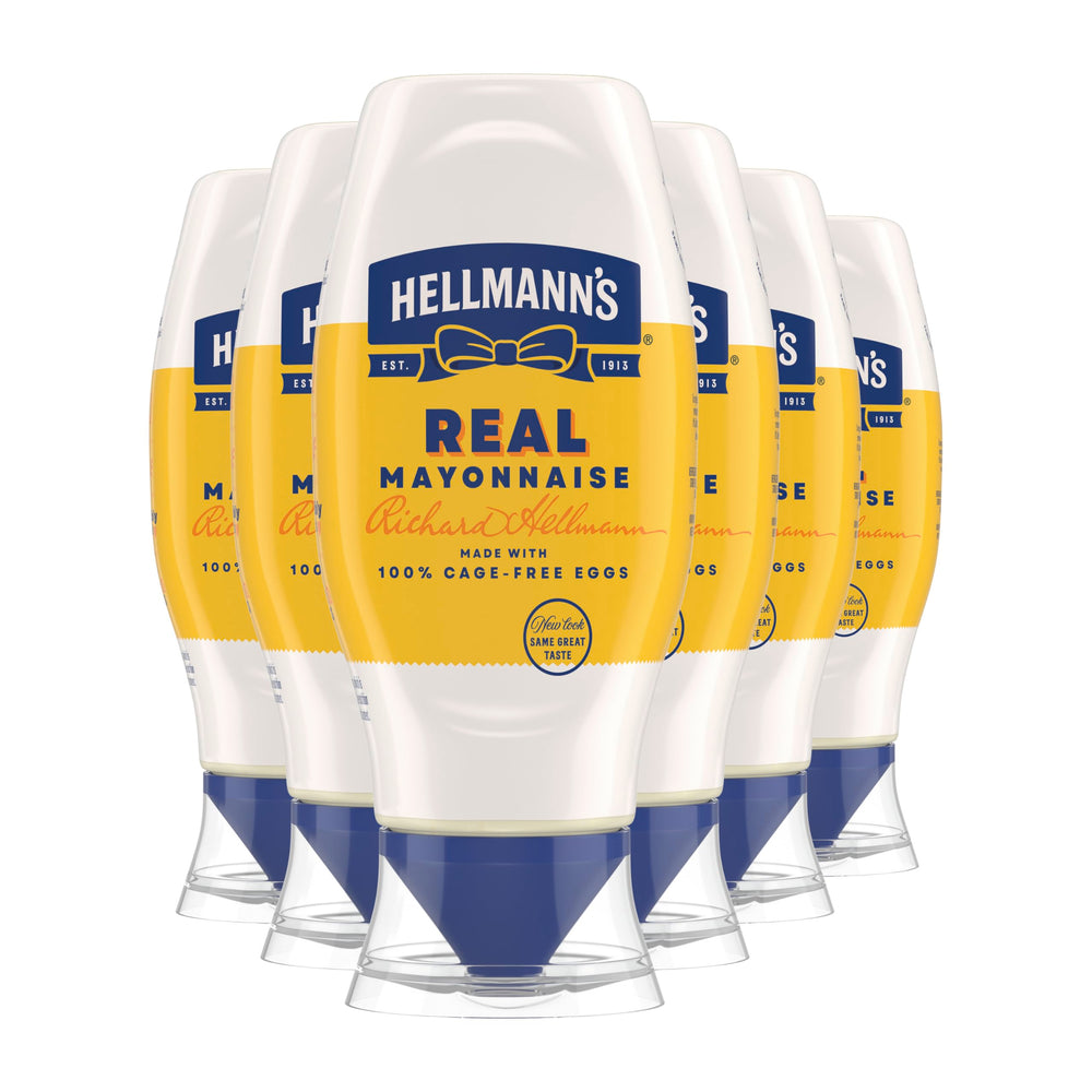Hellmann's front packaging squeeze bottle showing label and convenience benefits