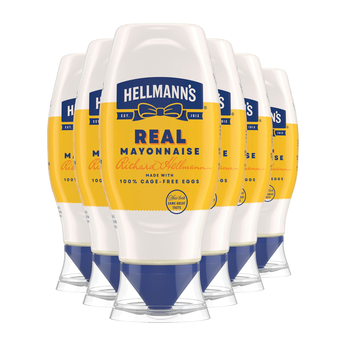 Hellmann's front packaging squeeze bottle showing label and convenience benefits