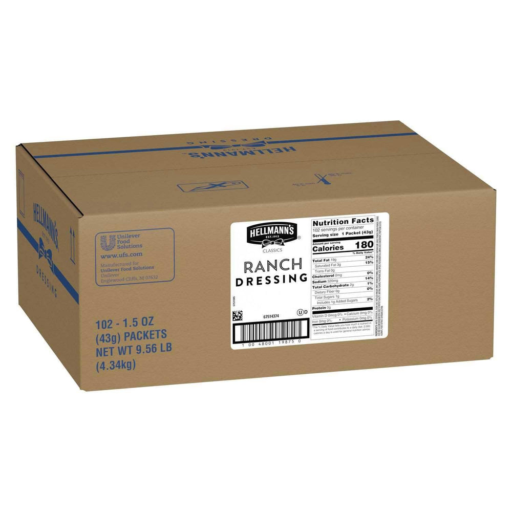 Catering tray with Hellmann's packets for hygienic self-serve convenience