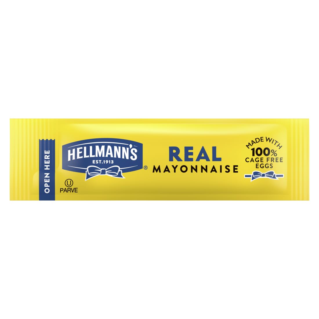 Hellmann's front packaging of 210 single-serve mayo packets, clear bulk convenience