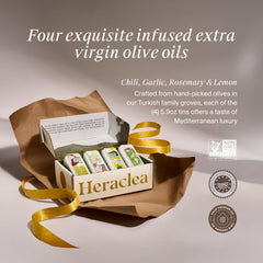 Heraclea garlic oil bottle close-up highlighting color and natural infusion benefit
