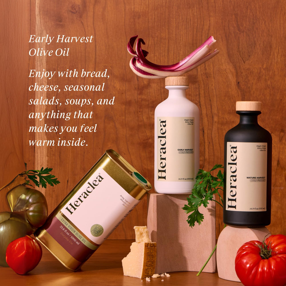 Heraclea oil poured as a golden stream offering fresh aroma benefit