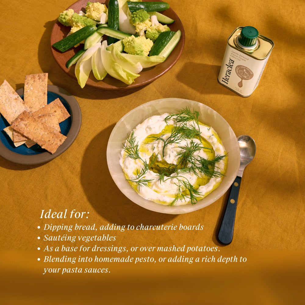 Heraclea bottle beside ingredients showing portion and serving benefit
