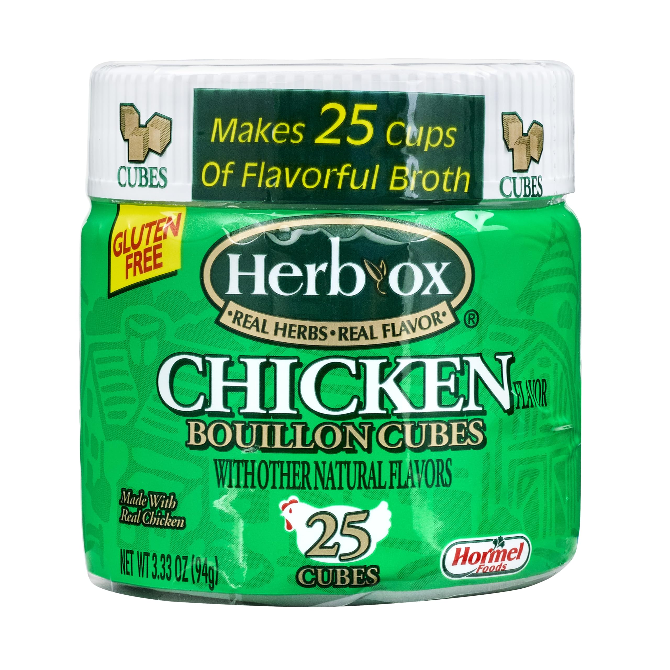 HERB-OX front packaging showing 25-count cube box and branding for pantry convenience