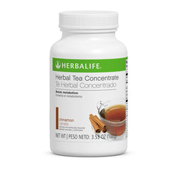 Herbalife cinnamon tea front packaging showing product jar and warm warming spice benefit