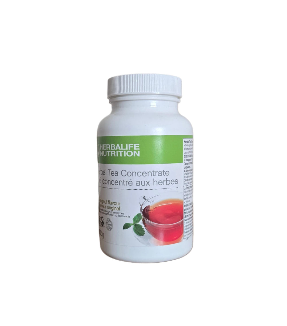 Herbalife tea concentrate front tin showing label and easy portability benefit