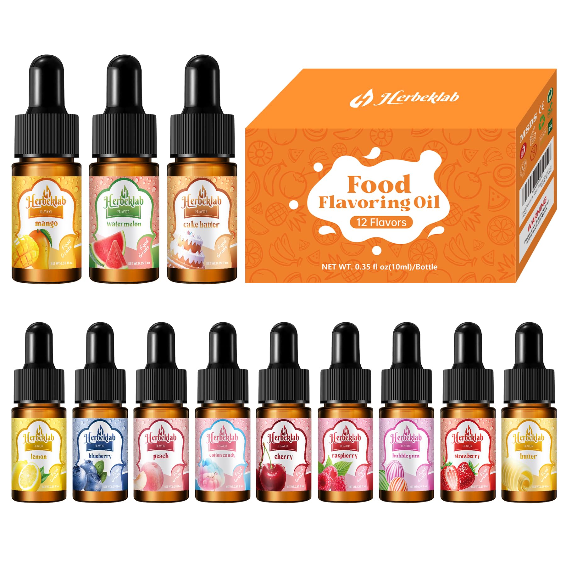 Herbeklab assorted bottles arranged to show variety of flavors for creative recipes