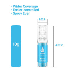 Herbeklab blue glitter spray action creating controlled shimmer on dessert