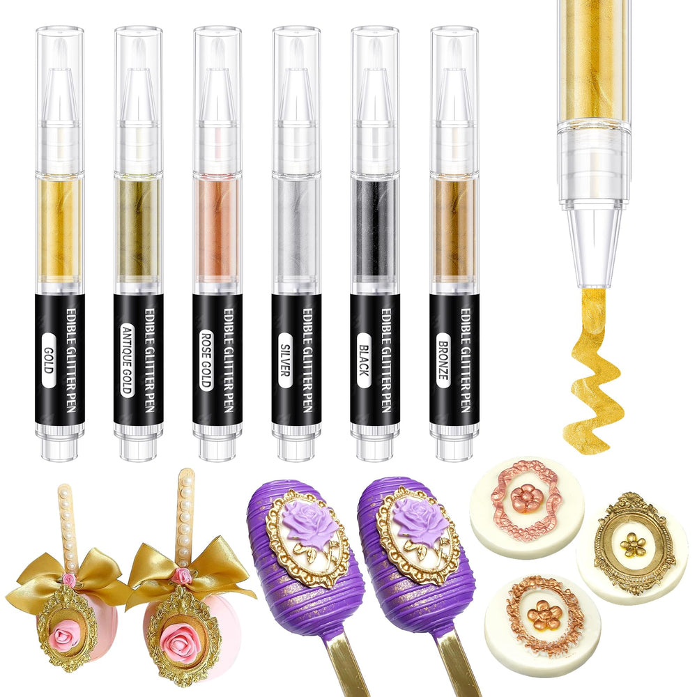 Herbeklab front packaging showing six metallic edible pens for quick decorating