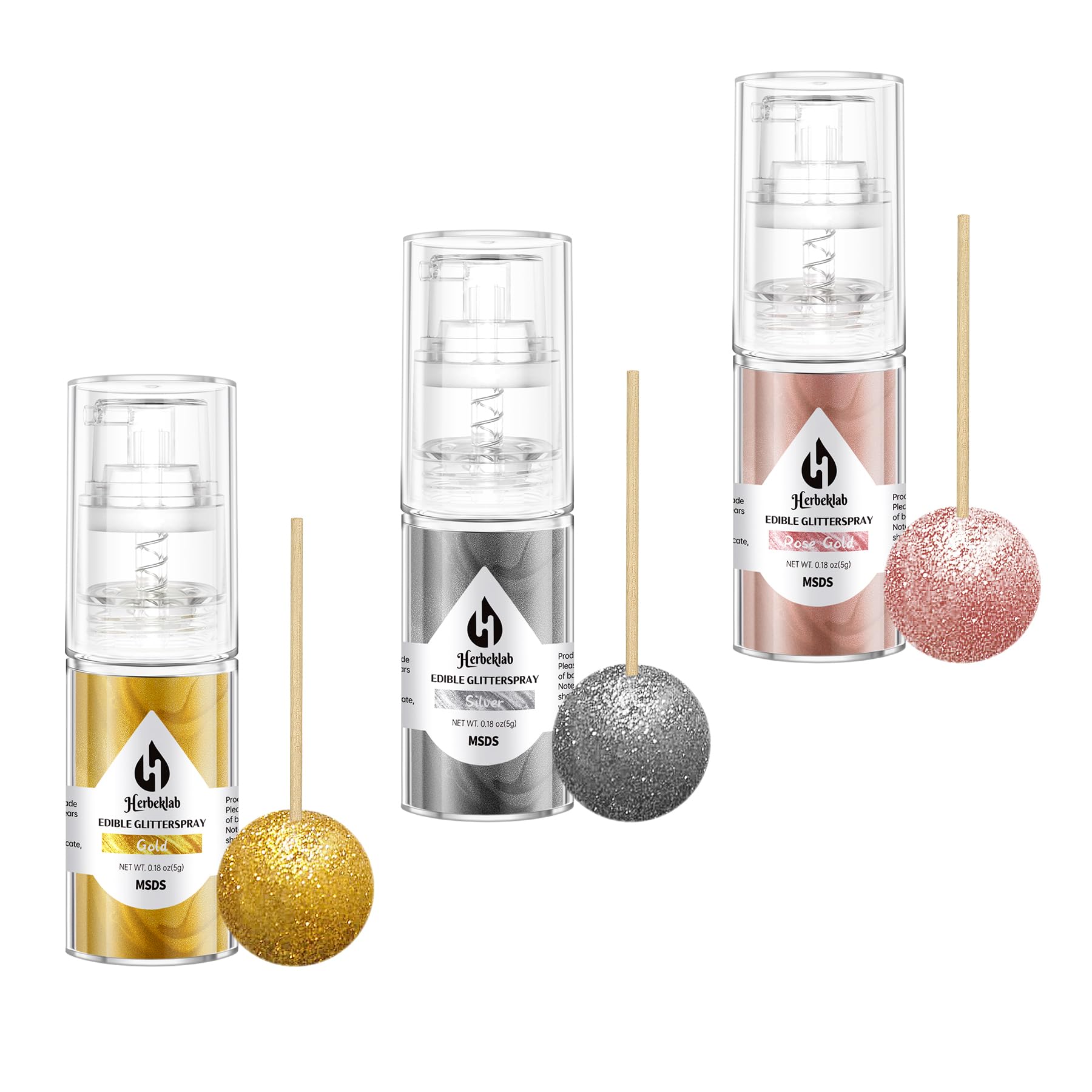 Herbeklab gold spray bottle front view shows elegant shimmer finish