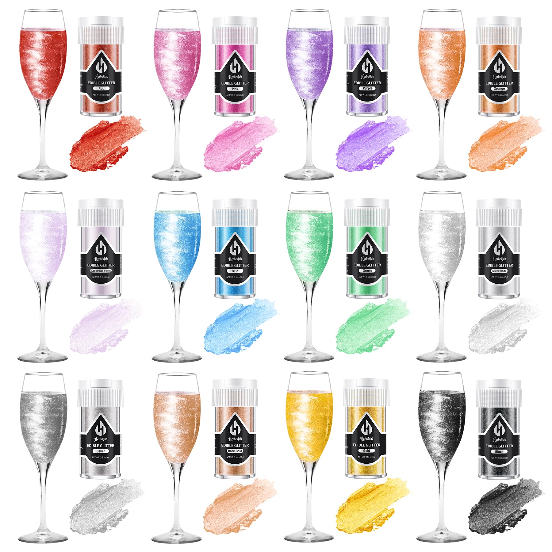 Herbeklab mixing glitter into cocktail illustrating easy drink sparkle enhancement