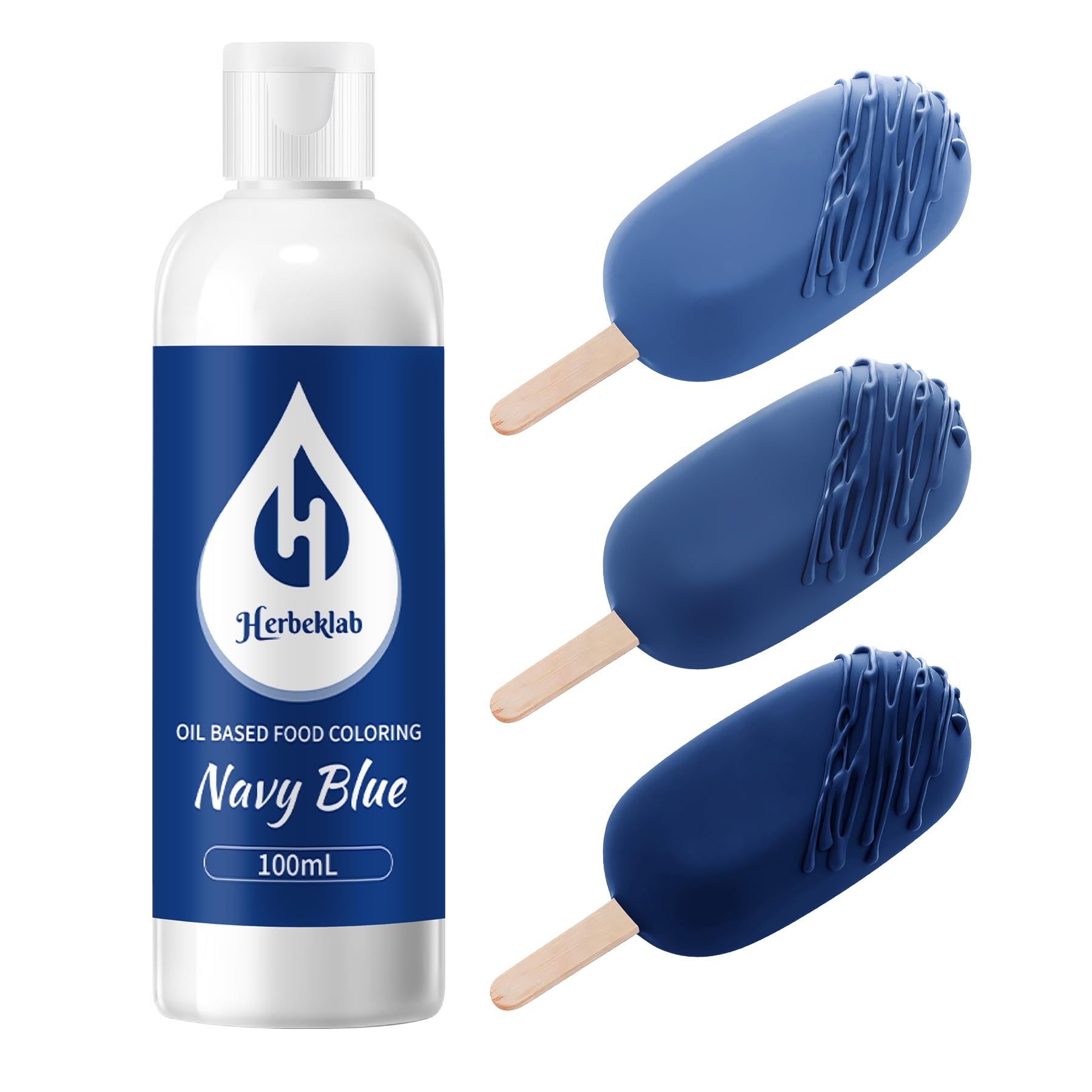 Herbeklab navy blue bottle front view showing label and professional finish benefits