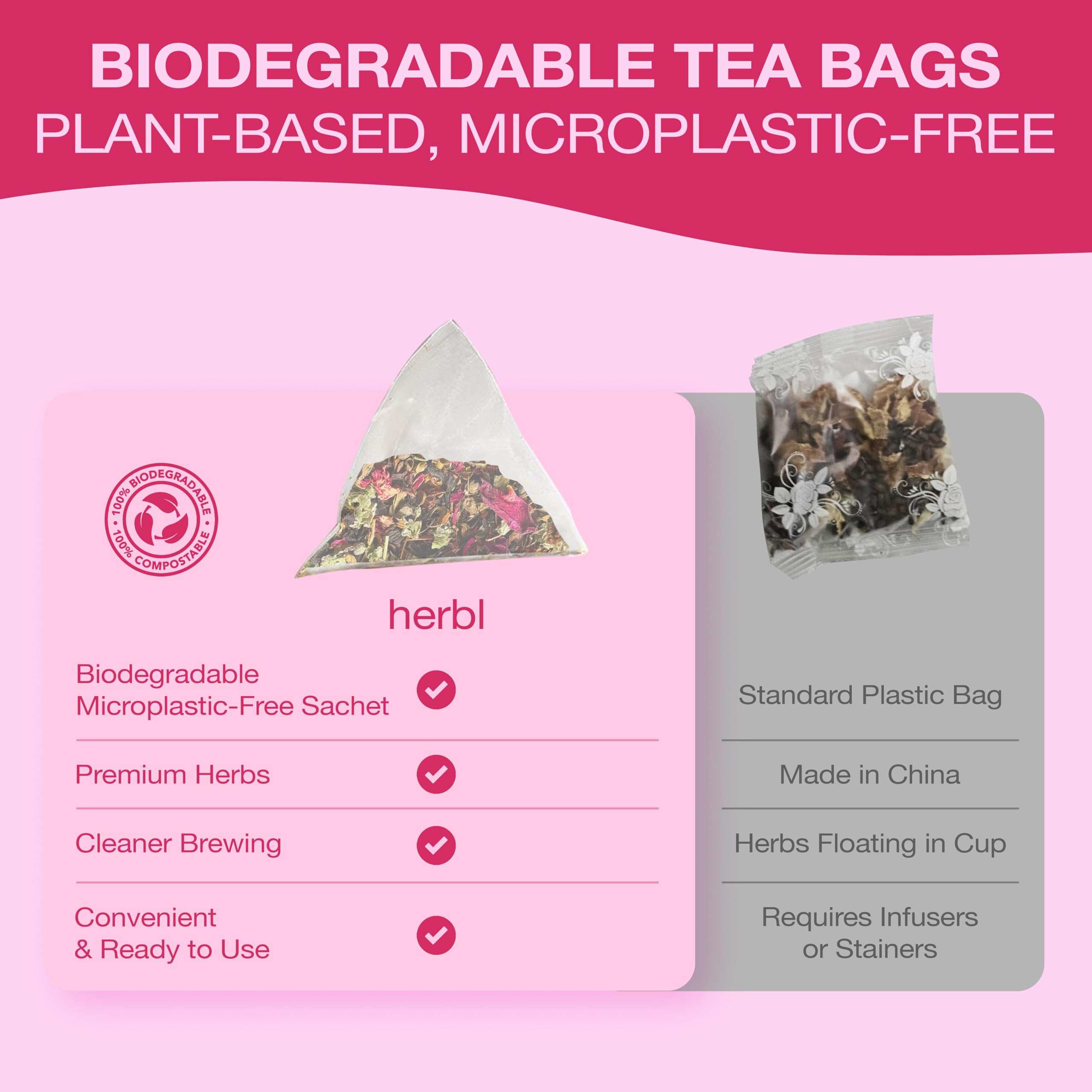 herbl tea bag in cup brewed to show calming steep and ritual