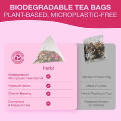 herbl tea bag in cup brewed to show calming steep and ritual