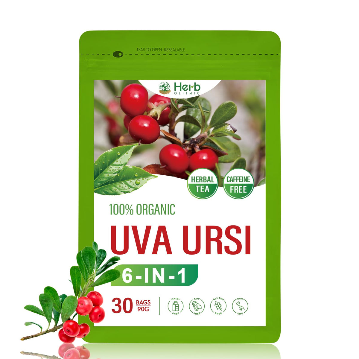 HerbOLITHIC front packaging showing tea bags and product benefits