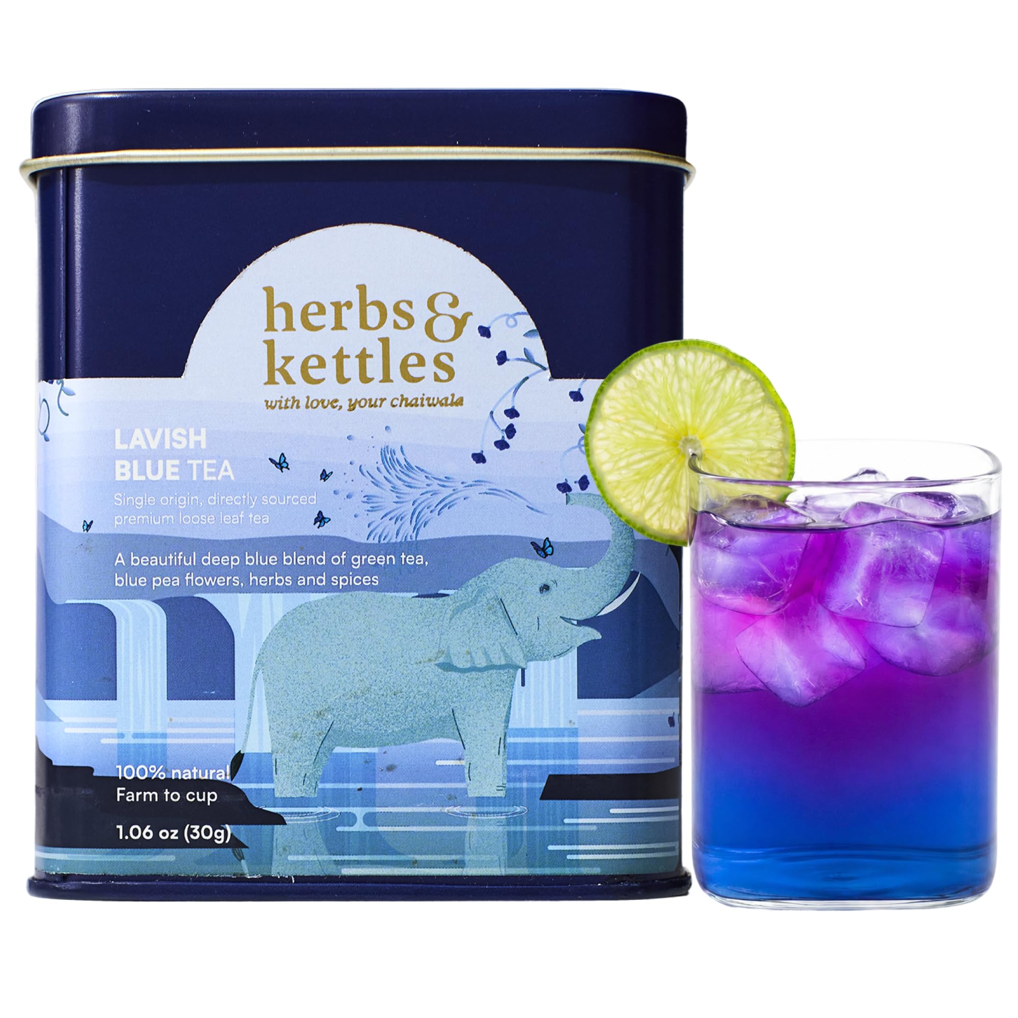 Herbs & Kettles tin front view showing premium packaging and freshness