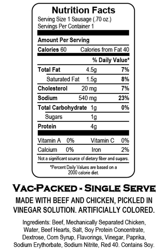 Herb's sausage beside ruler showing 4.5-inch length for clear size reference