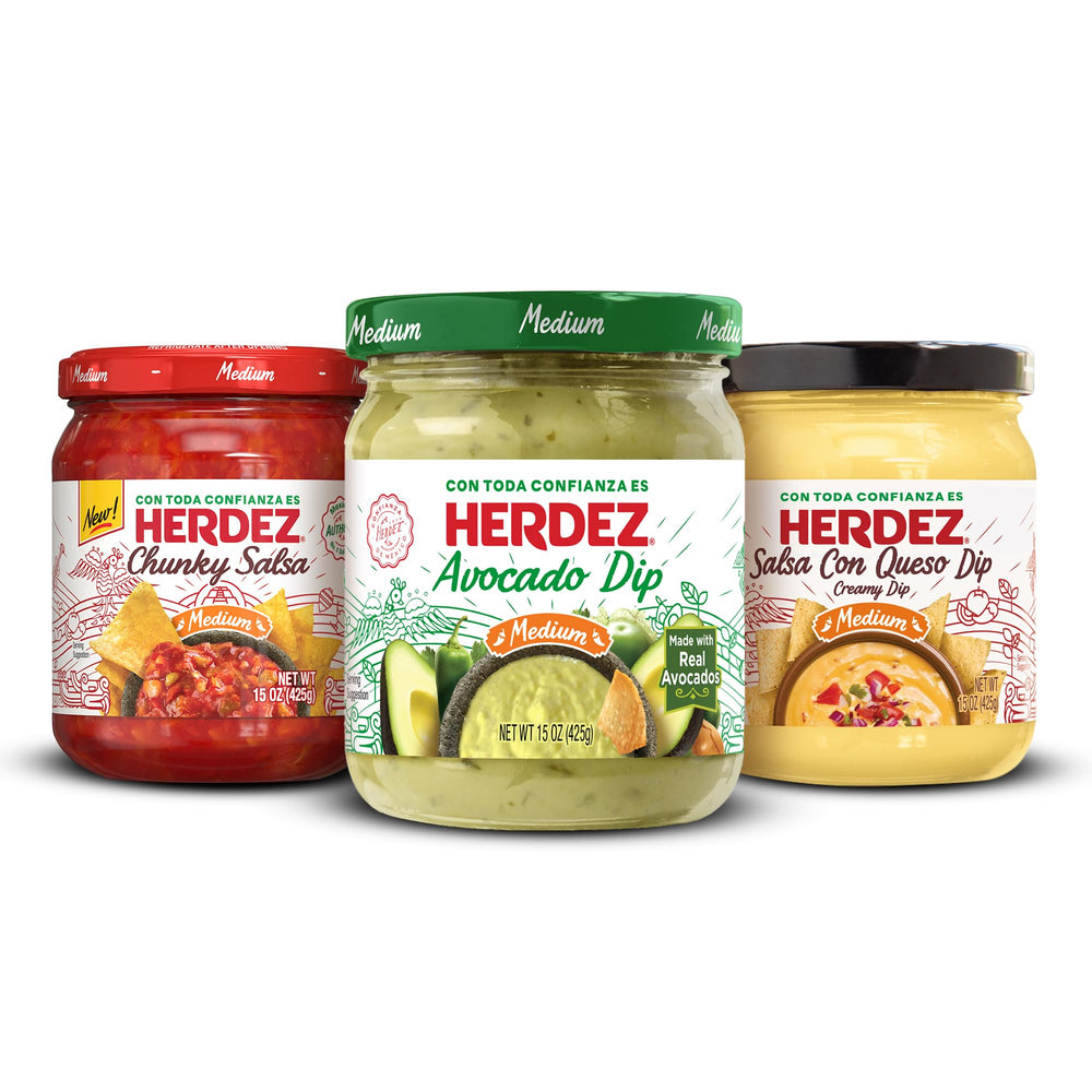 Herdez Chunky Salsa jar close-up highlighting chunky texture and freshness