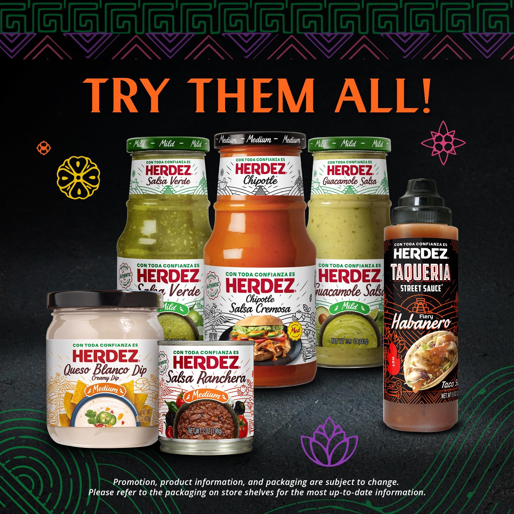 HERDEZ Cilantro Lime drizzled on tacos in a lifestyle shot showing bold flavor enhancement