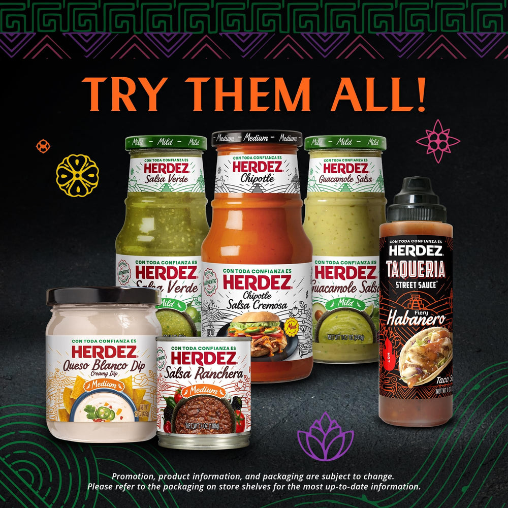 HERDEZ Cilantro Lime drizzled on tacos in a lifestyle shot showing bold flavor enhancement