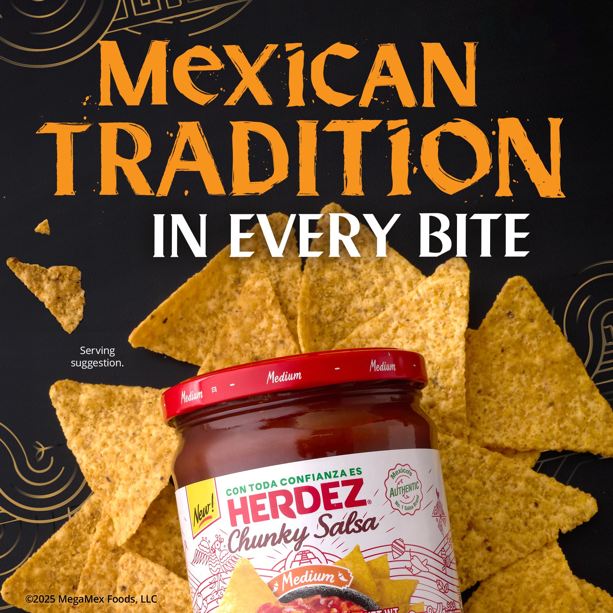 Chips dipped into Herdez dip bowl demonstrating convenient snacking