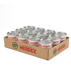 Herdez front packaging showing hot salsa can and label benefit bold flavor
