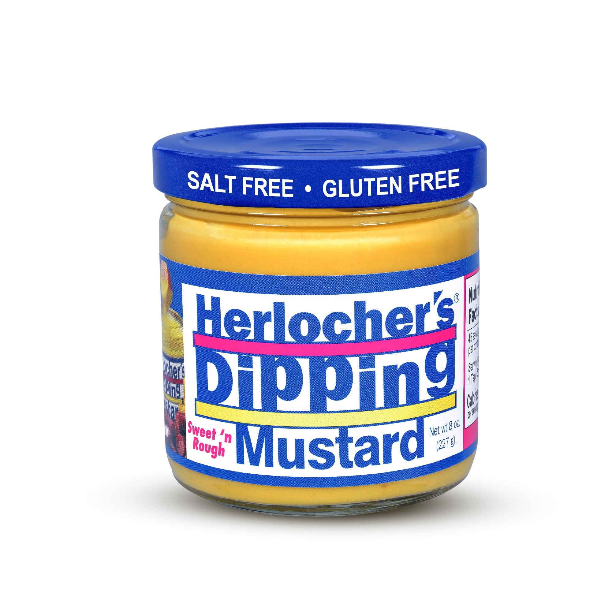 Herlocher's jar front view showing branding and 8 oz size, highlights convenience