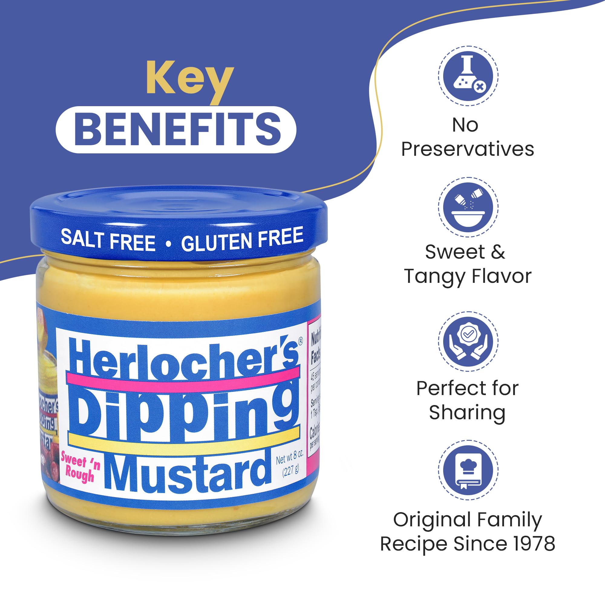 Herlocher's mustard on spoon being lifted, demonstrates smooth dipping texture