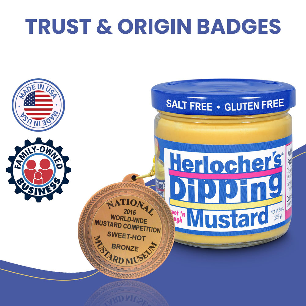 Herlocher's dipping mustard in bowl for party to encourage sharing and dipping