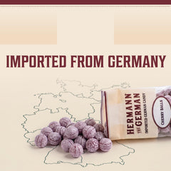 Hermann the German single cherry ball held in hand to show size and long-lasting flavor