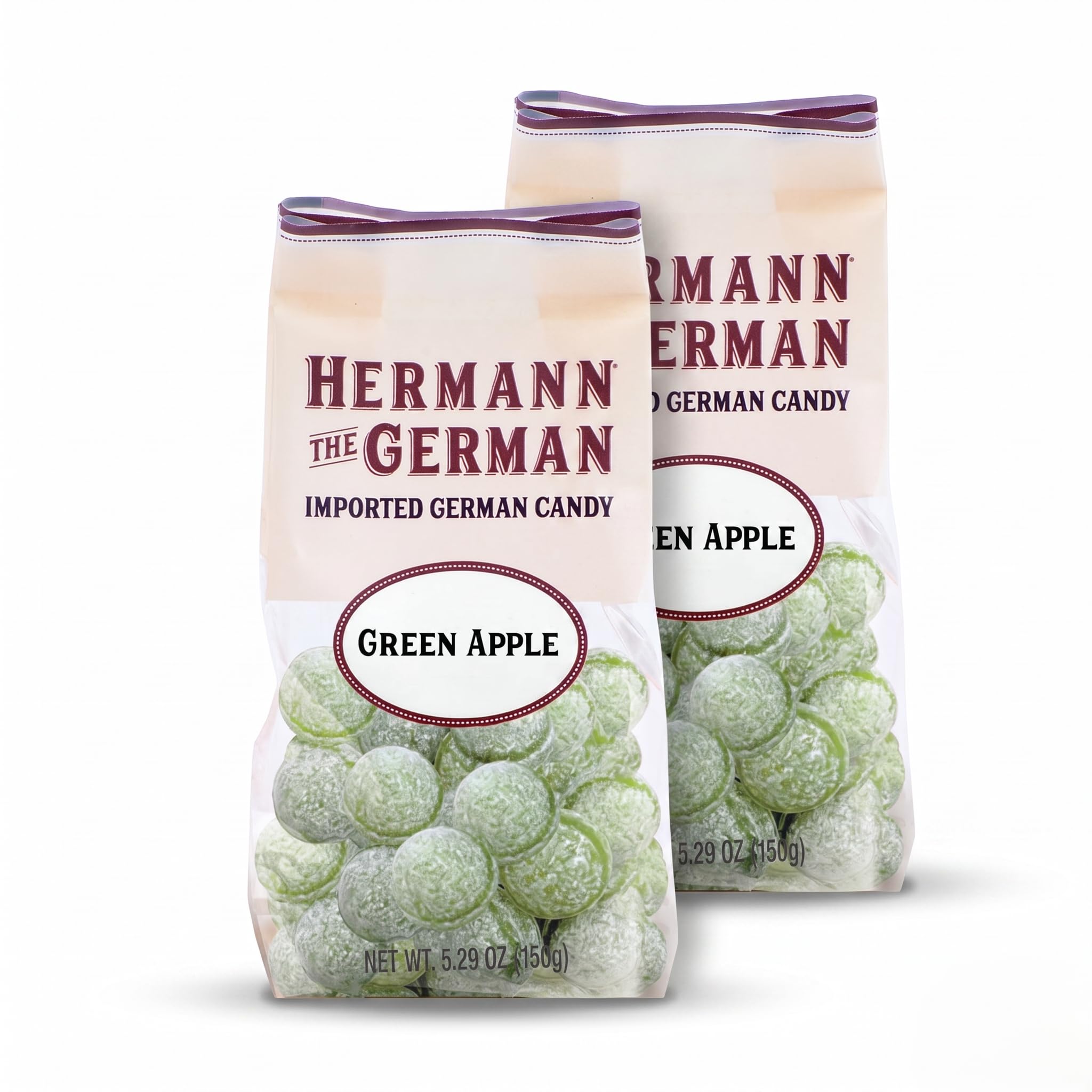 Hermann the German front packaging showing green apple candy and brand